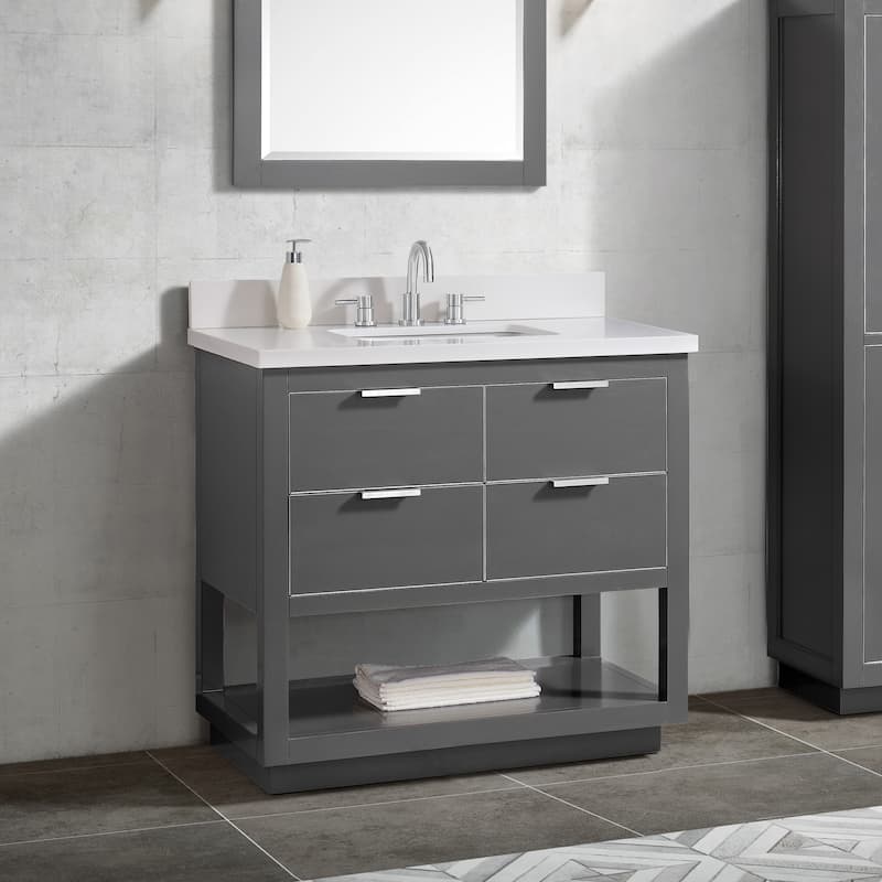 Avanity Allie 37 in. Vanity Combo in Twilight Gray with Silver Trim