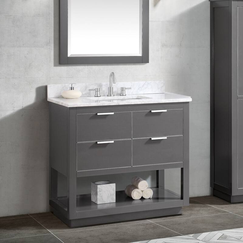 Avanity Allie 37 in. Vanity Combo in Twilight Gray with Silver Trim