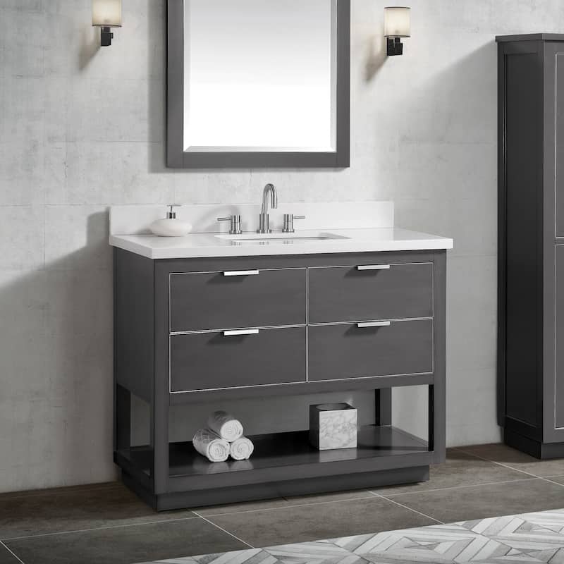 Avanity Allie 43 in. Vanity Combo in Twilight Gray with Silver Trim
