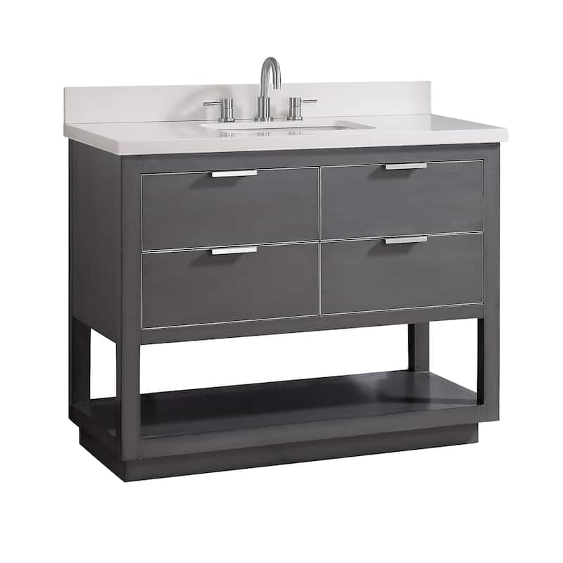 Avanity Allie 43 in. Vanity Combo in Twilight Gray with Silver Trim