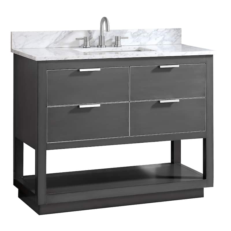 Avanity Allie 43 in. Vanity Combo in Twilight Gray with Silver Trim