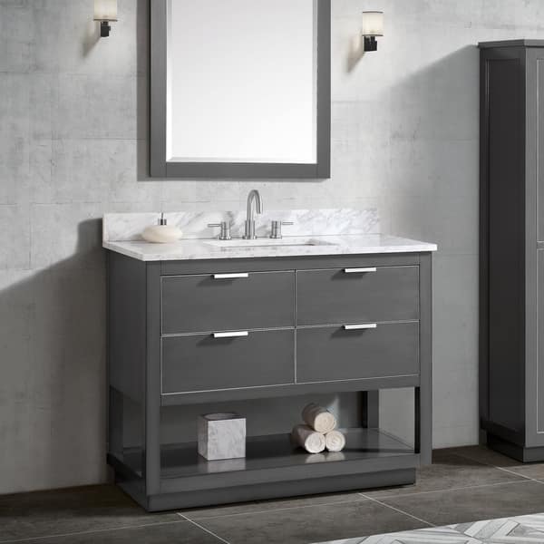 slide 2 of 8, Avanity Allie 43 in. Vanity Combo in Twilight Gray with Silver Trim
