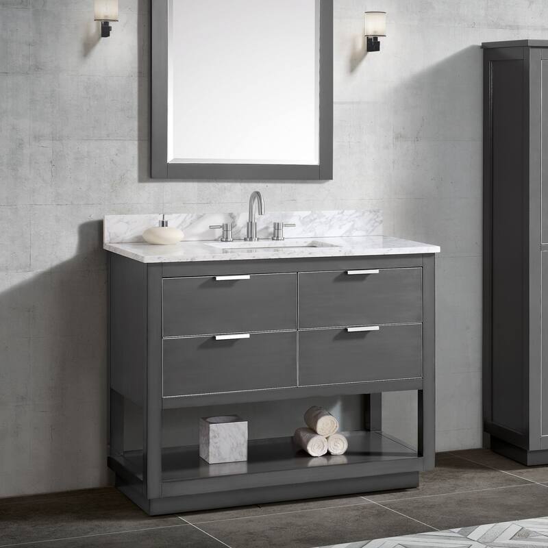 Avanity Allie 43 in. Vanity Combo in Twilight Gray with Silver Trim
