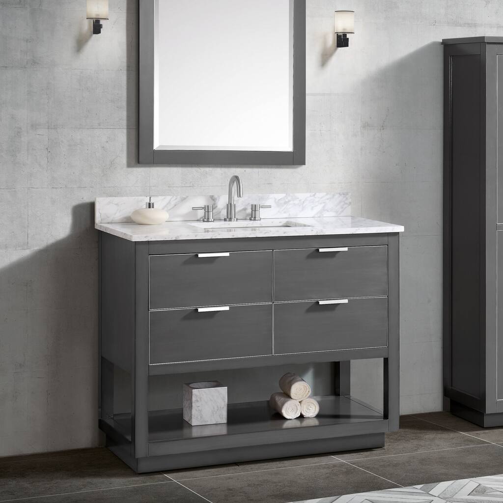 Avanity Allie 43 in. Vanity Combo in Twilight Gray with Silver Trim