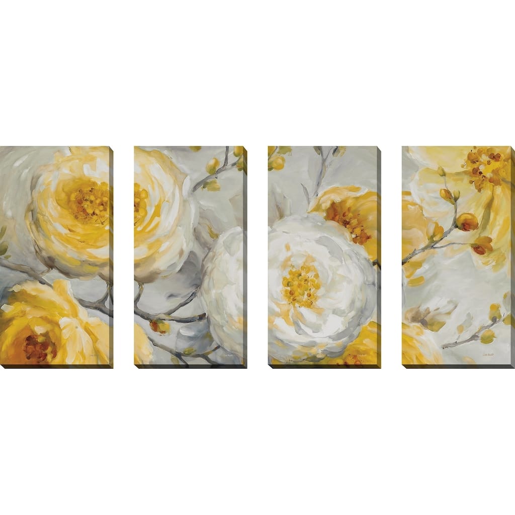 Lisa Audit 'Sunshine Set of 4' Floral Giclee Stretched Canvas Wall Art