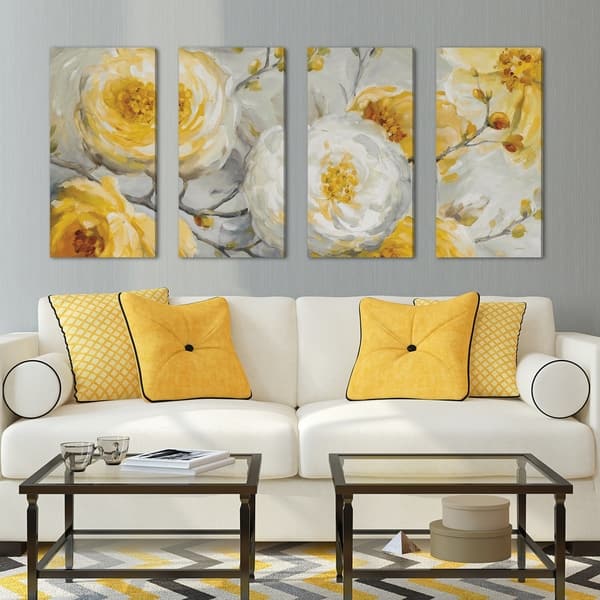 Lisa Audit 'Sunshine Set of 4' Floral Giclee Stretched Canvas Wall Art ...