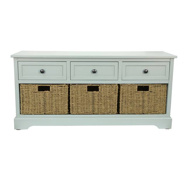 The Gray Barn Old Stone Bench with Woven Baskets