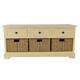 The Gray Barn Old Stone Bench with Woven Baskets - White