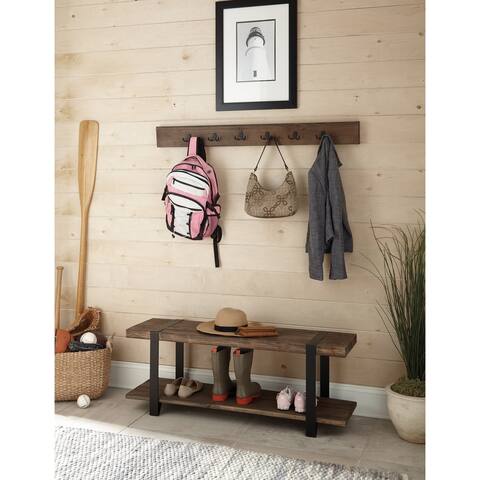 Carbon Loft Kenyon Metal and Reclaimed Wood 48-inch Storage Coat Hook with Bench
