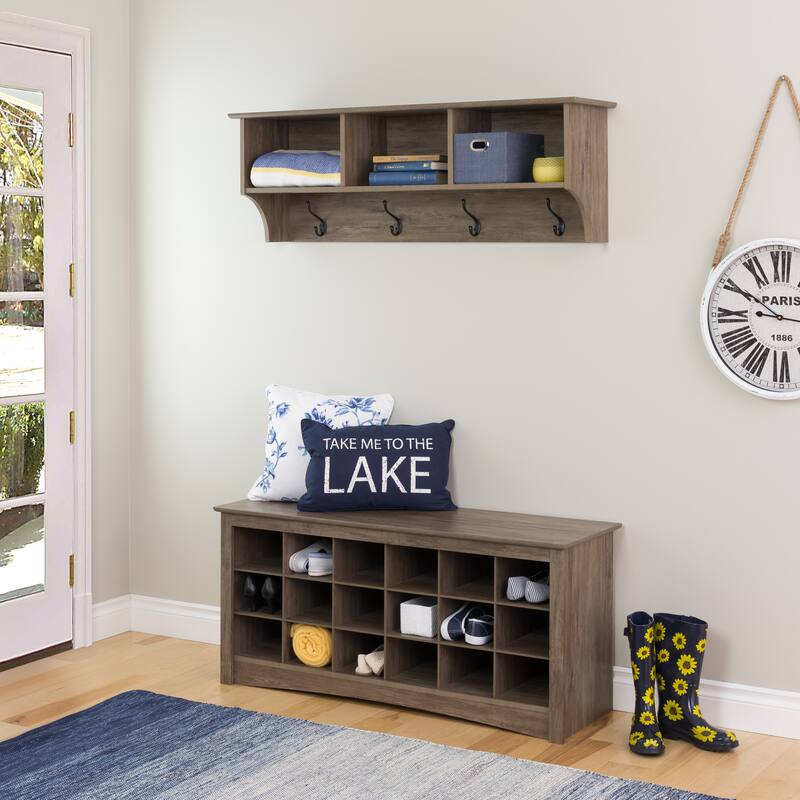 The Gray Barn Waggoner Drifted Grey Cubbie Storage Bench