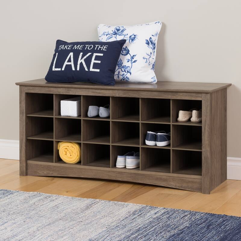 The Gray Barn Waggoner Drifted Grey Cubbie Storage Bench