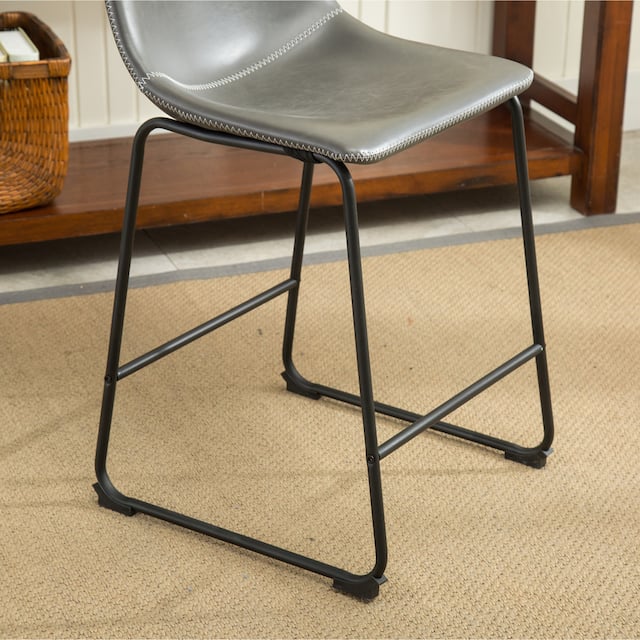 Carbon Loft Inyo Vintage PU Leather Counter-height Stools (Set of 2)