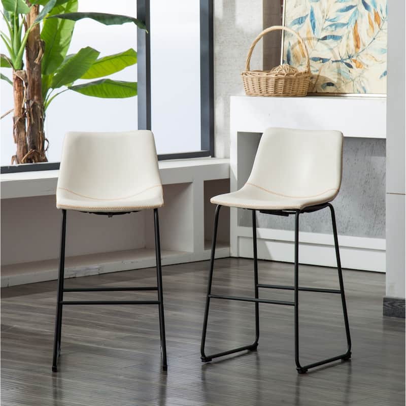 Roundhill Furniture Carbon Loft Inyo PU Leather Vintage Barstools (Set of 2)