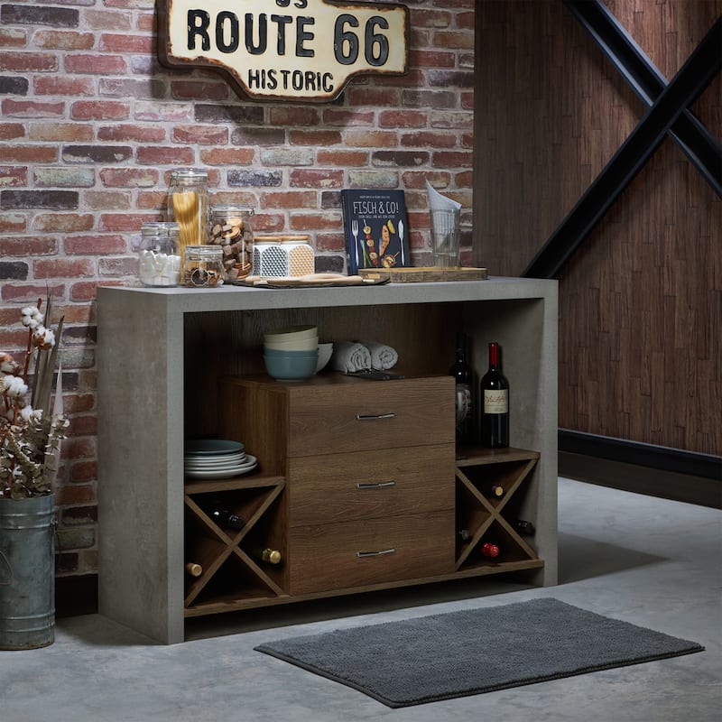 Furniture of America Mystal Industrial Concrete-like 3-drawer Buffet