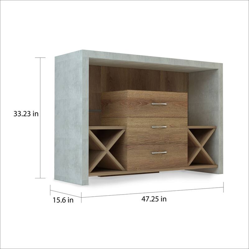 Furniture of America Mystal Industrial Concrete-like 3-drawer Buffet