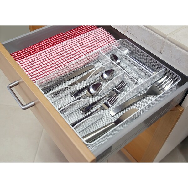 Mesh Large Cutlery Tray Silverware Storage Container Metal Organizer