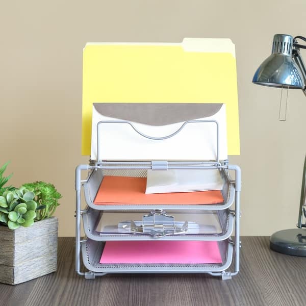 Shop Seville Classics 3 Tier Stackable Desktop Letter File Tray