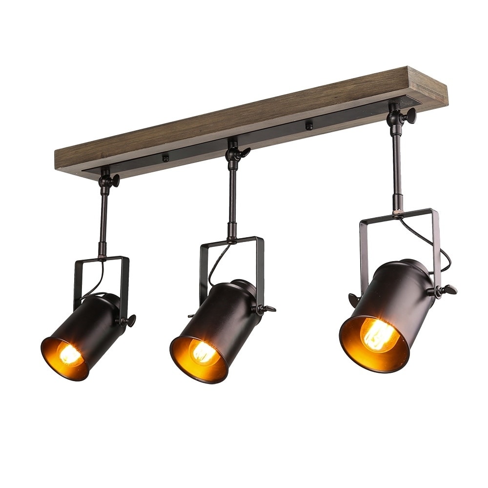 Shop Lnc Modern Farmhouse Wood Track Lighting Spotlights 3 Lights