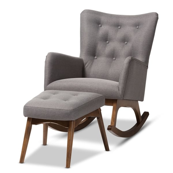 Mid-century Fabric Rocking Chair and Stool Set by Baxton Studio - Bed ...