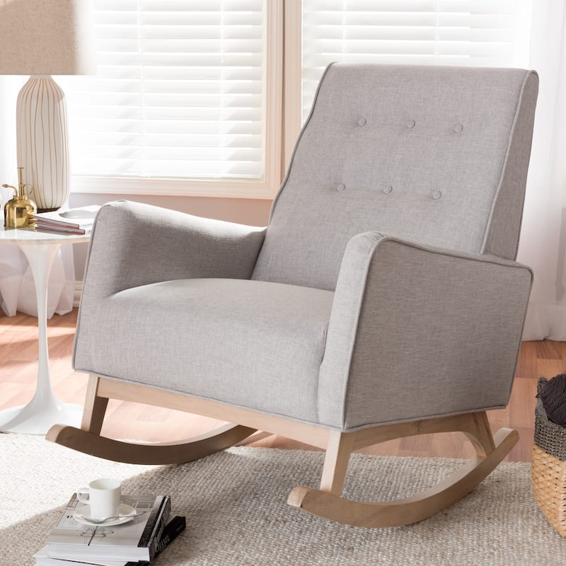 Mid-century Fabric Rocking Chair by Baxton Studio - beige