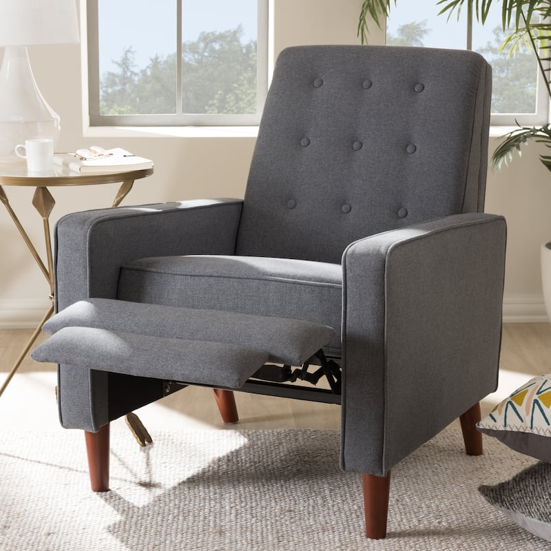 Mid-century Fabric Recliner by Baxton Studio - Slate Grey