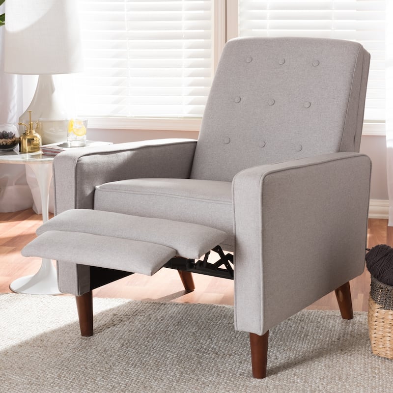 Mid-century Fabric Recliner by Baxton Studio - Grey