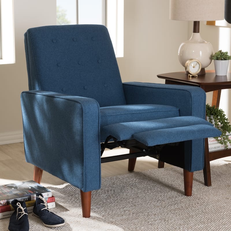 Mid-century Fabric Recliner by Baxton Studio - Blue