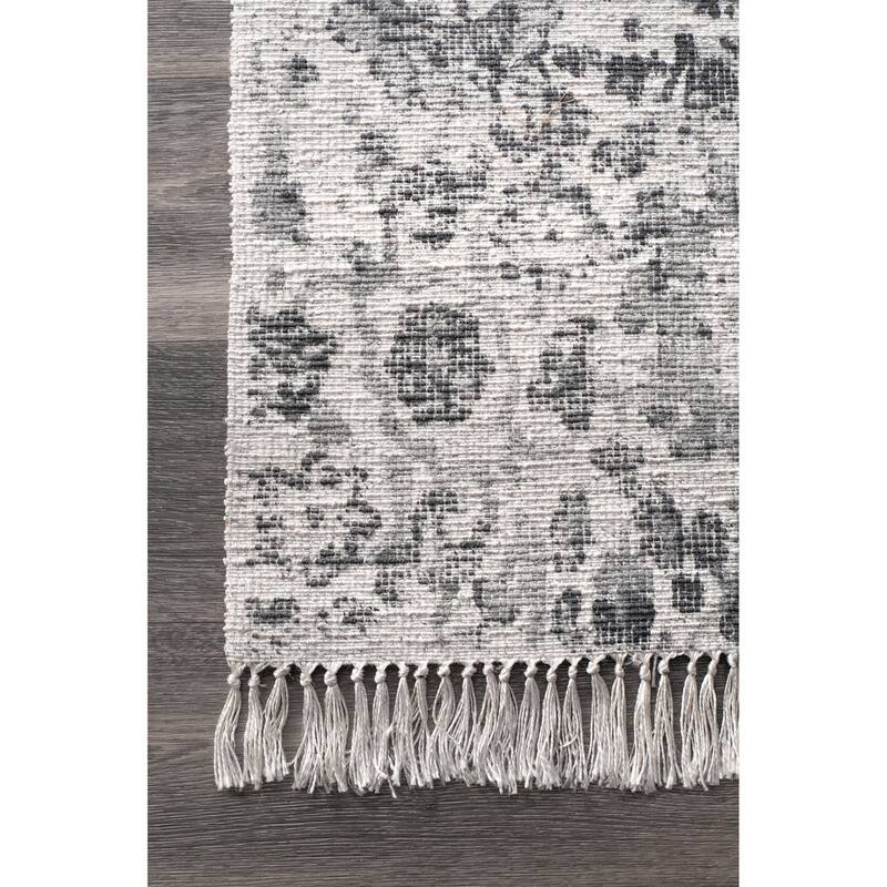 Nuloom Grey Flatweave Urban Dentelle Fringe Area Rug
