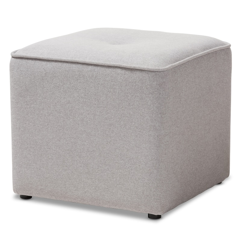 Contemporary Fabric Ottoman by Baxton Studio - Light Grey