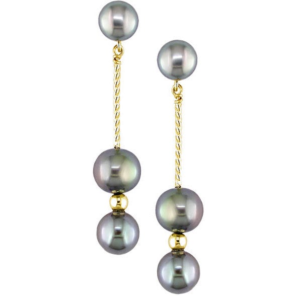 Miadora 10k White Gold Tahitian Pearl and White Sapphire Dangle