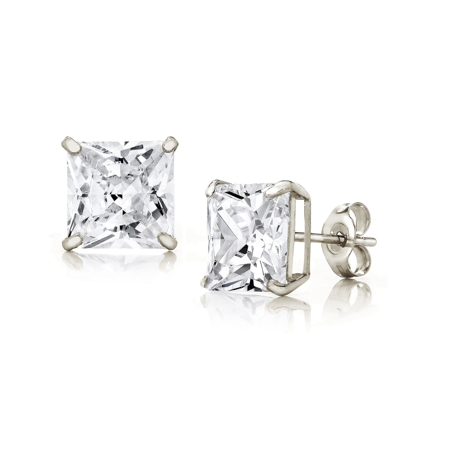 7mm X 7mm 14k White Gold Fancy Hollow Hoop Earrings,