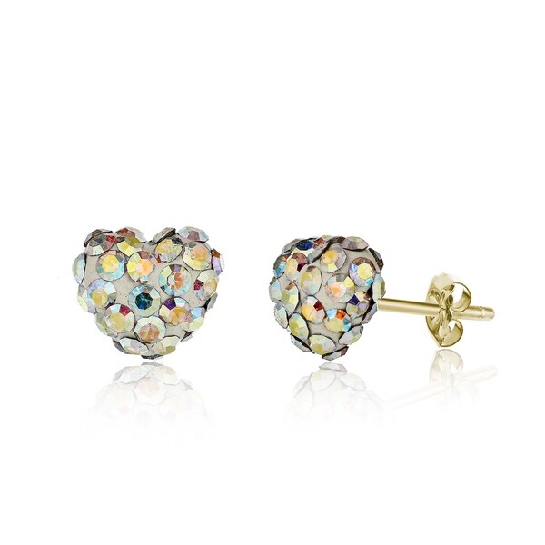 14k Yellow Gold 0.4IN Long Childrens Puffed Heart Dangle Earrings