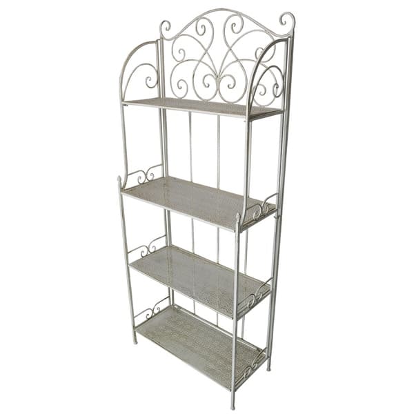 Amazing bakers rack uses Antique Cream Foldable Outdoor And Indoor Plant Shelf Bakers Rack Overstock 20310754