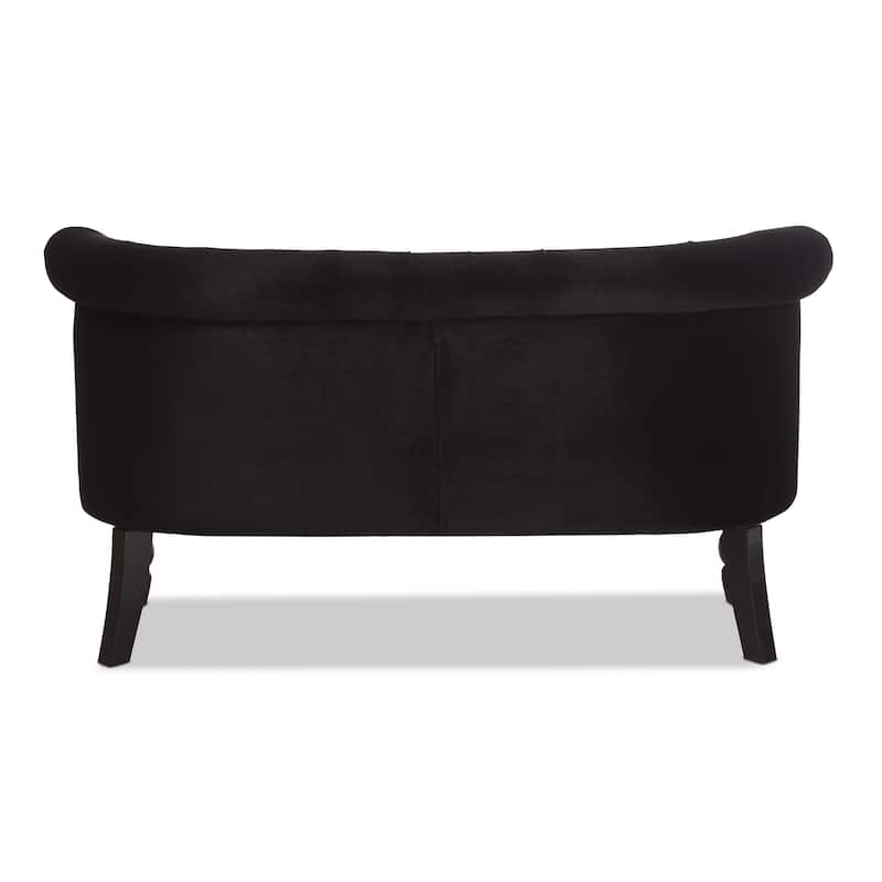 Contemporary Black Velvet Fabric Loveseat by Baxton Studio