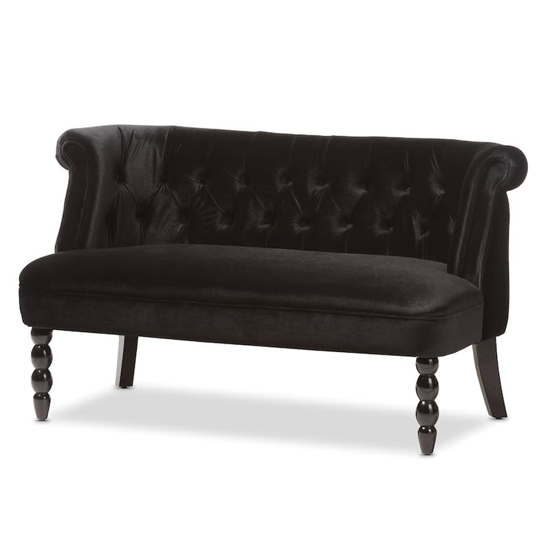 Contemporary Black Velvet Fabric Loveseat by Baxton Studio