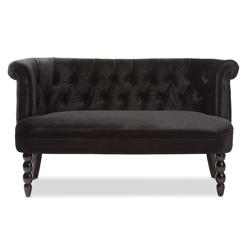 Contemporary Black Velvet Fabric Loveseat by Baxton Studio