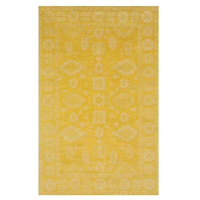 Hand-tufted Wool Yellow Traditional Oriental Overdyed Area Rug