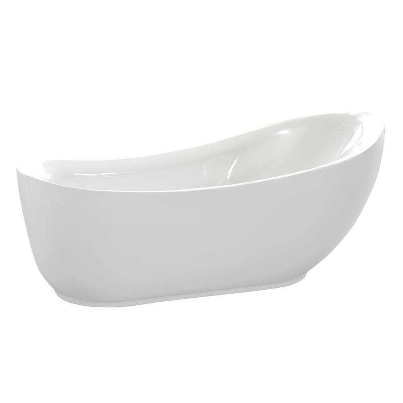 Talyah 71 in. Acrylic Soaking Bathtub in White with Tugela Faucet and Author 1.28 GPF Toilet