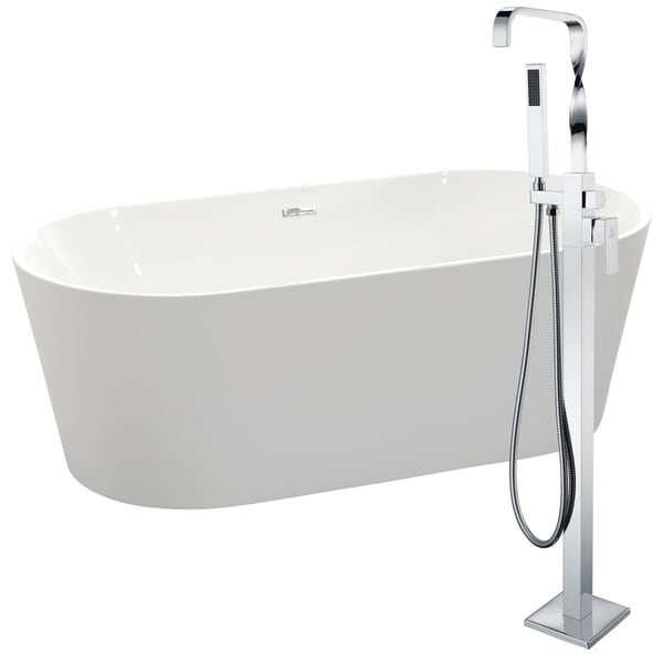 Shop Chand 67 In Acrylic Soaking Bathtub In White With