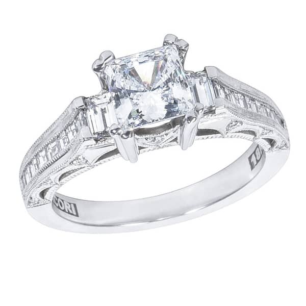 Shop Tacori 3 Stone Engagement Ring Setting In Platinum 3 4 Ctw