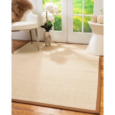 Natural Area Rugs 100%, Natural Fiber Handmade Cashmira, White Wool/Sisal Rug, Sienna Border - 4' x 6'