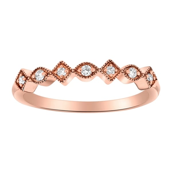 14K Rose Gold 1/10ct TDW Diamond Vintage Band Ring by Beverly Hills Charm. Opens flyout.