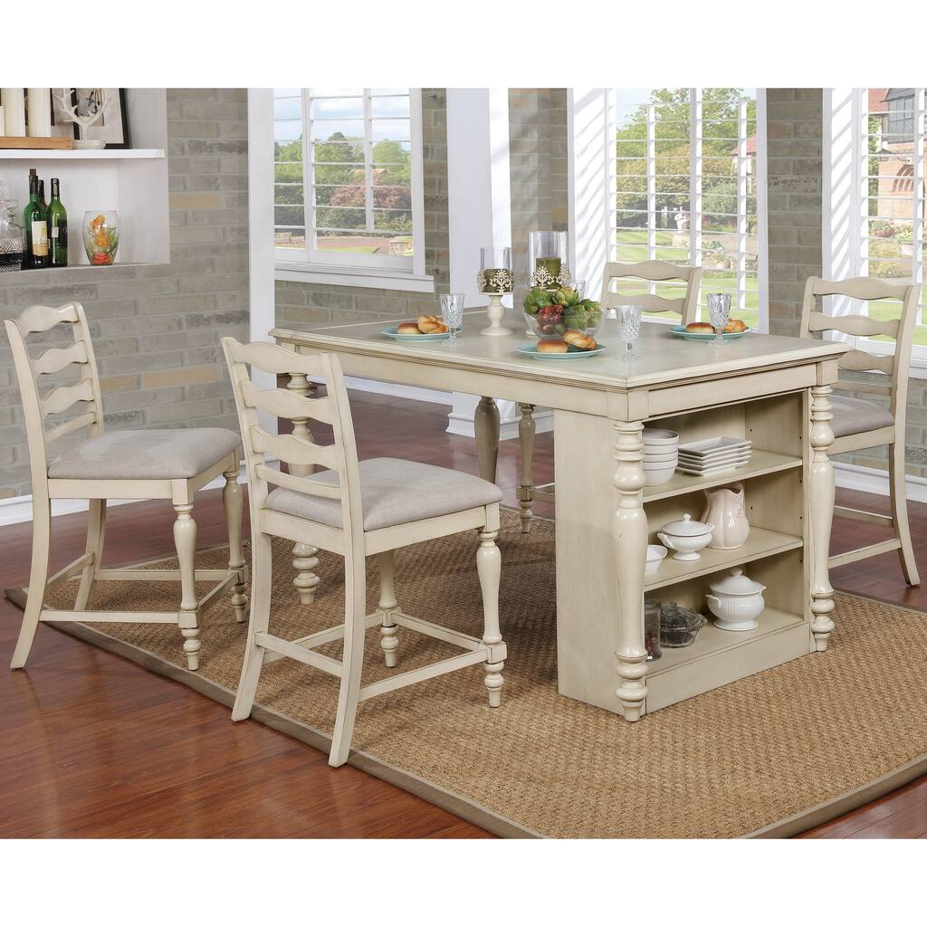 Furniture of America Reln Transitional White 5-piece Counter Dining Set