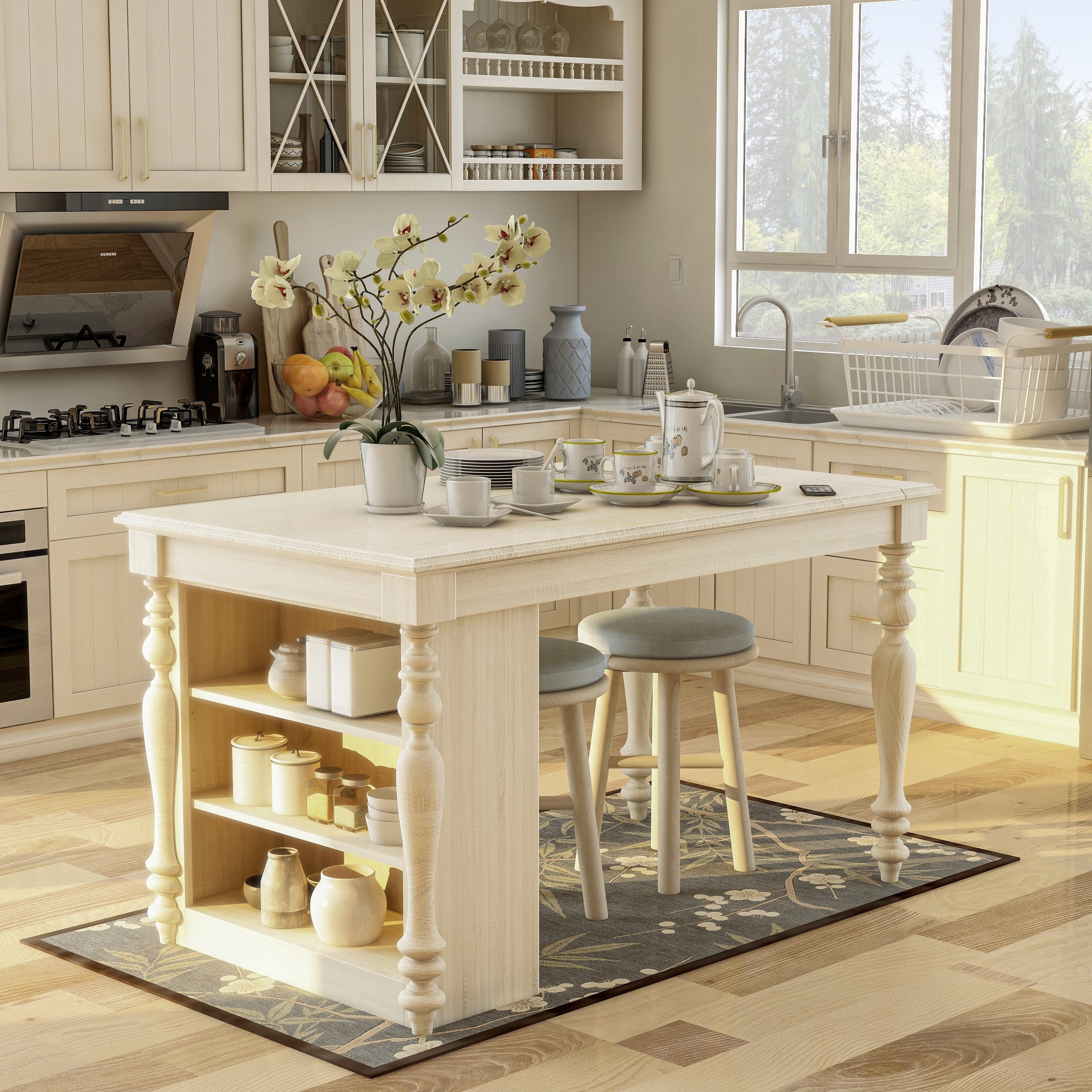 Jeanine Traditional Antique White Kitchen Island by FOA eBay