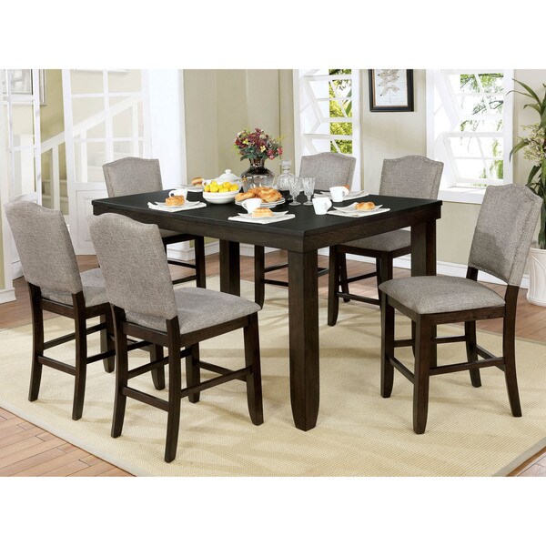Furniture of America Davenport Walnut 7-piece Counter Dining Set