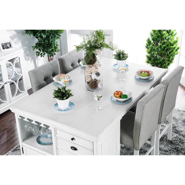 Shop Furniture Of America Tia White 5 Piece Kitchen Island Set