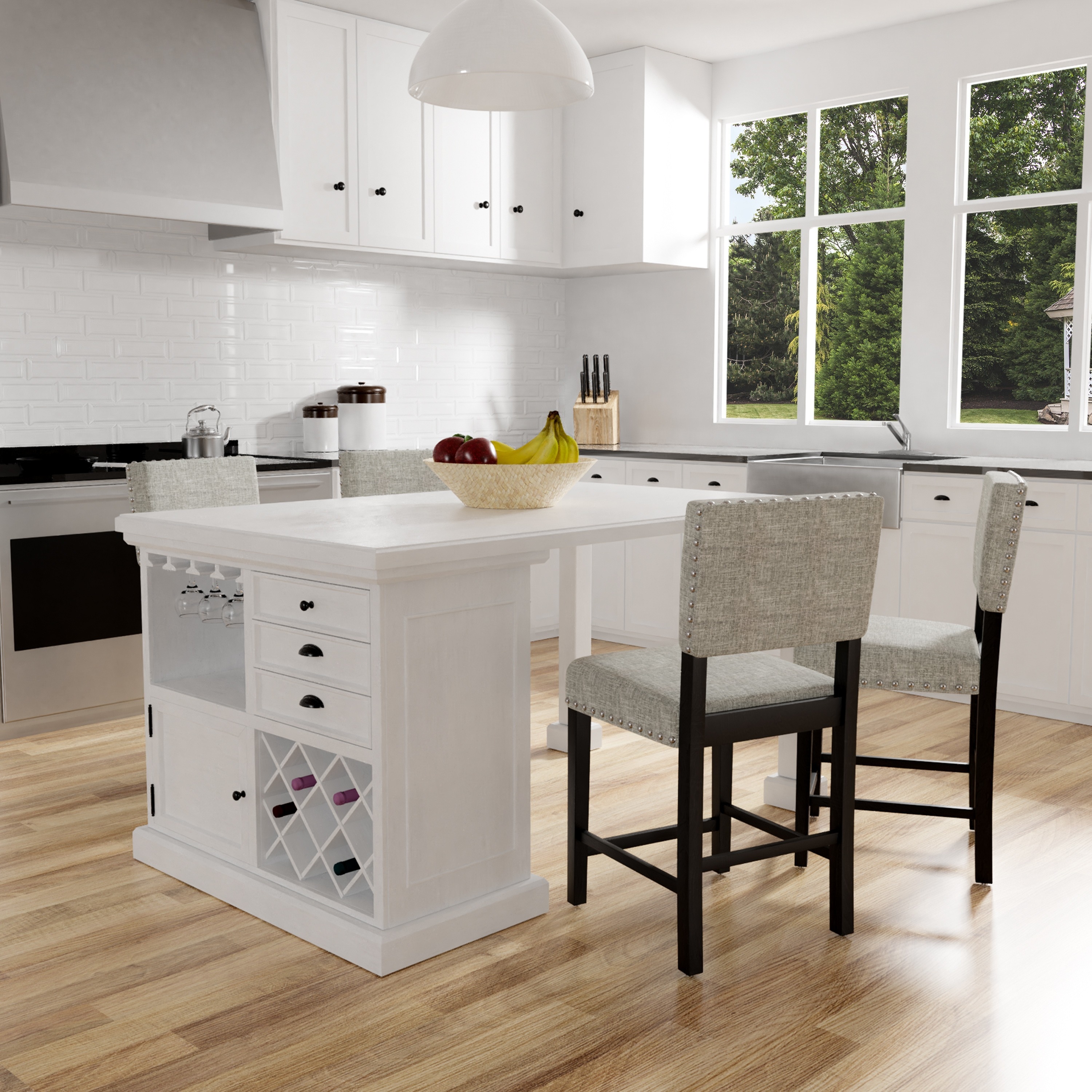 Shop Tia Modern Antique White Counter Height Kitchen Island Table by