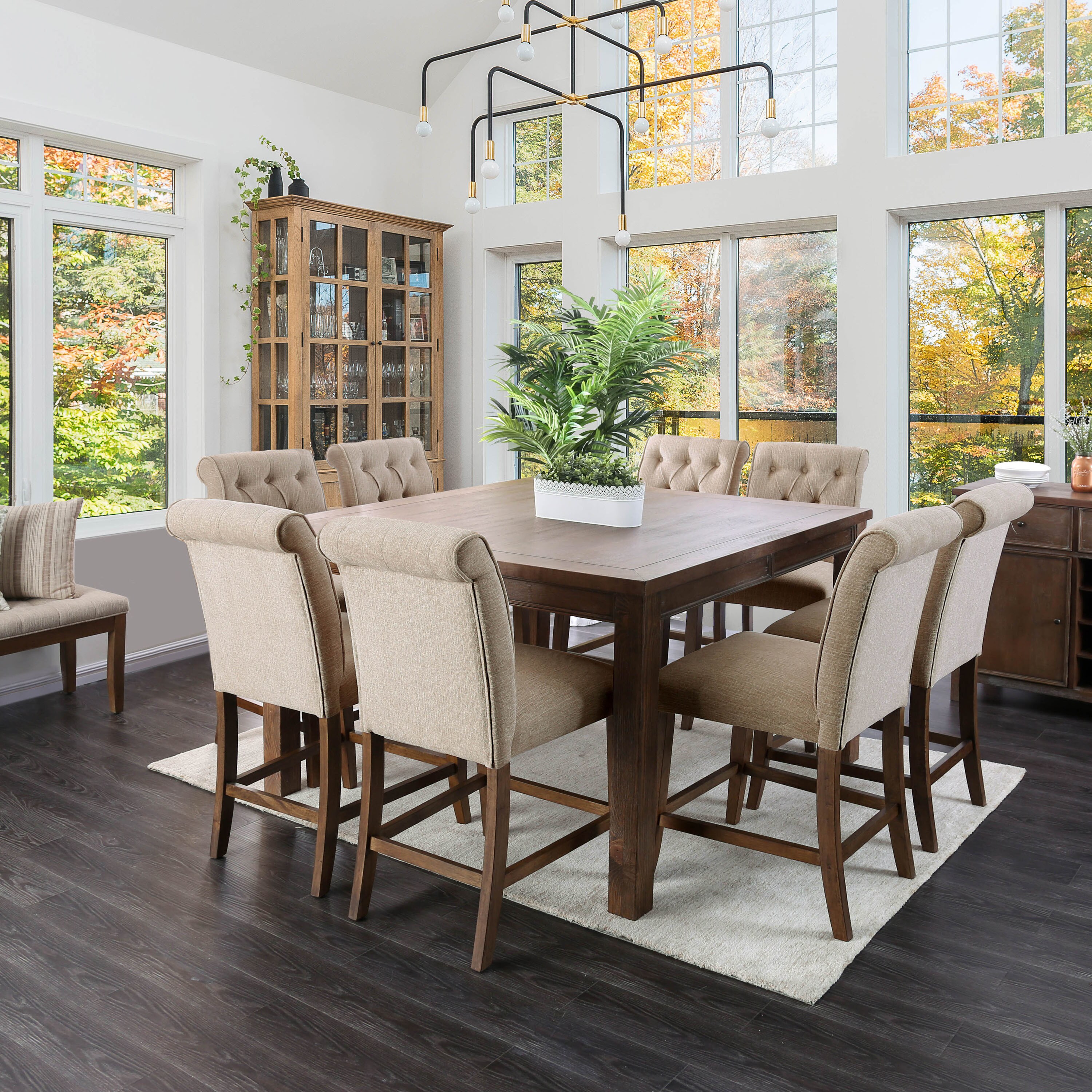 Shop Leslie Rustic 9-Piece Oak Dining Set by FOA - On Sale - Free