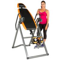 EXERPEUTIC 475SL Inversion Table with 'AIRSOFT' No Pinch Ankle Holders - Black/Orange