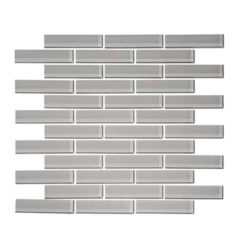 12" x 12" Cathedral Gray 1" x 3" Glass Mosaic Tile